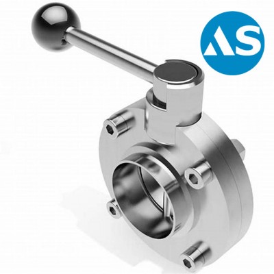 Sanitary Stainless Steel Ss304 Food Grade Manual Butterfly Valve 1.5inch Weld Connection